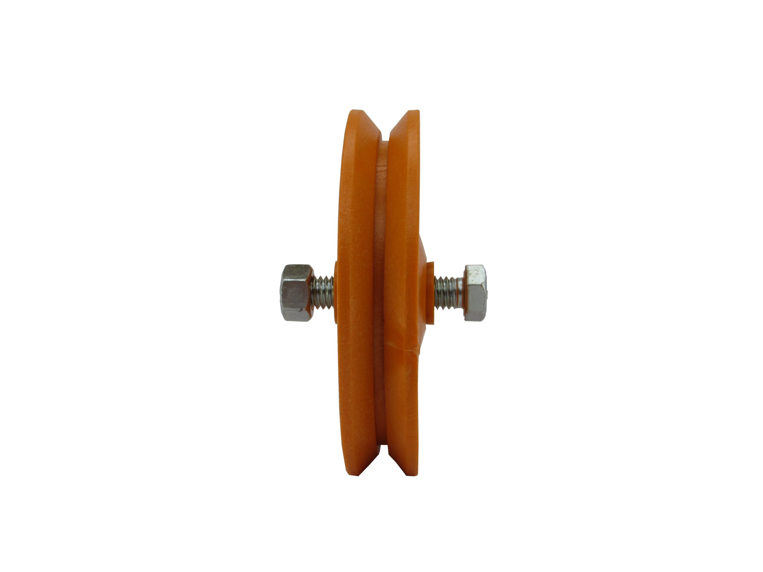 Roldana De Nylon Laranja C/Rolamento 4 Polegadas (76,2mm) Canal V. U8MM ,1/2 E 5/8 (1UND) - Imagem 2